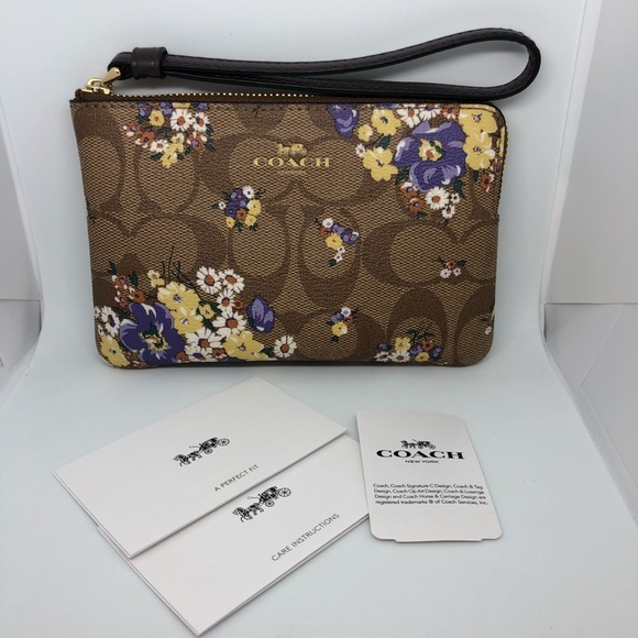 Coach Handbags - Coach F31914 Floral Corner Zip Wristlet NWT